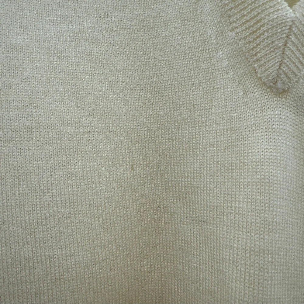 Bobby Jones Sweater Men's Medium V Neck Long Sleeve 100‎ Wool Cream NEW FLAWED